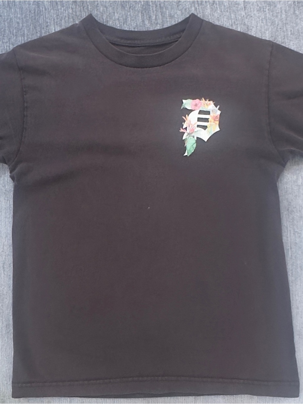 Primitive Black Tee with Floral 'P' Chest Logo